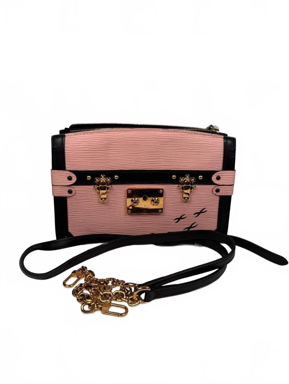 Louis Vuitton M53191 Epi Trunk Clutch Rose Ballerine Pink Black Crossbody Bag